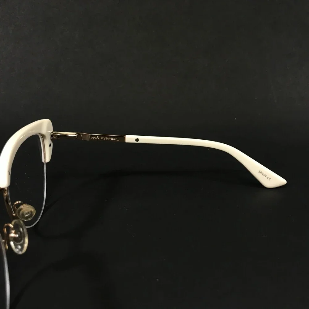 MO Eyewear Eyeglasses Frames GEEK 58NY A Ivory Gold Cat Eye Full Rim 52-19-140